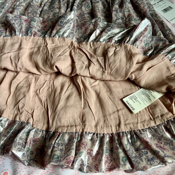 NWT FREE PEOPLE Floral Lavender Combo Shimmering Bubble Mini Skirt XL - Picture 6 of 12
